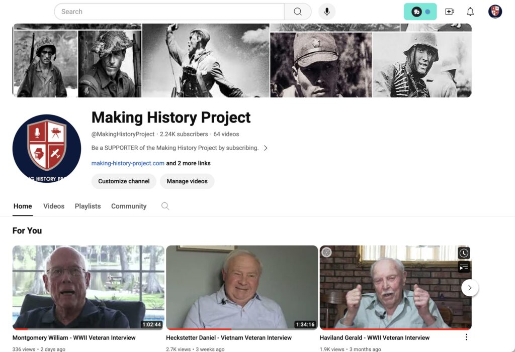 Making History Project YouTube Channel